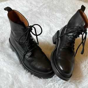 Frye Alice lace up combat boots black leather